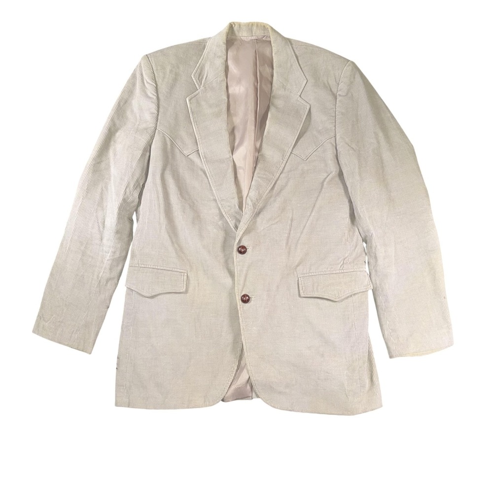 Circle S Blazer Mens 42L Beige Corduroy Western Elbow Patch‎ Sport Coat
